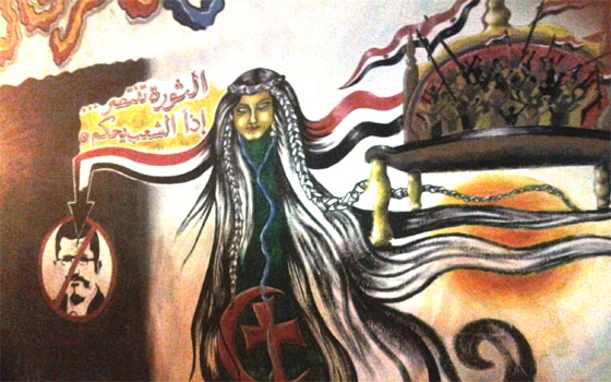   مصر اليوم - رابطة فناني الثورة ترسم غرافيتي جديد في المنصورة يجسد الالتحام الوطني